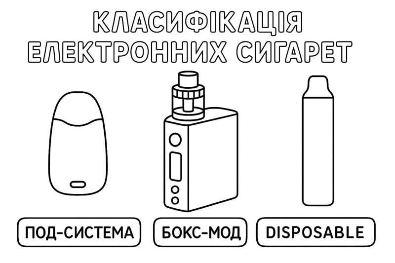 види електронних сигарет, класифікація